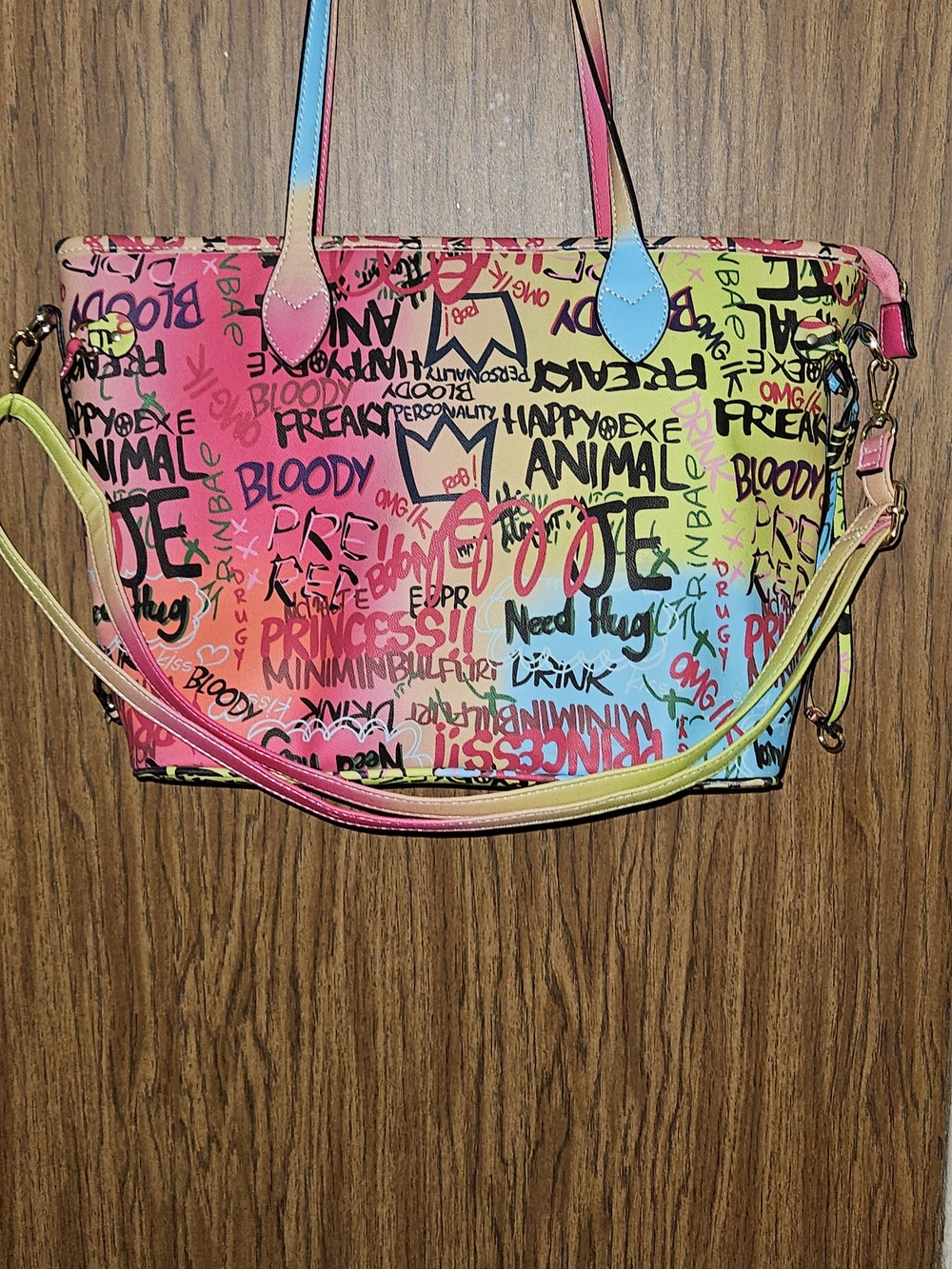 Accessorize Multicolor Graffiti Gradient Tote Bag